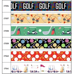 50yards Golf Ball Sport Printed Grosgrain Ribbon Accessories Material Headwear Decoration DIY Sewing Craft S1898