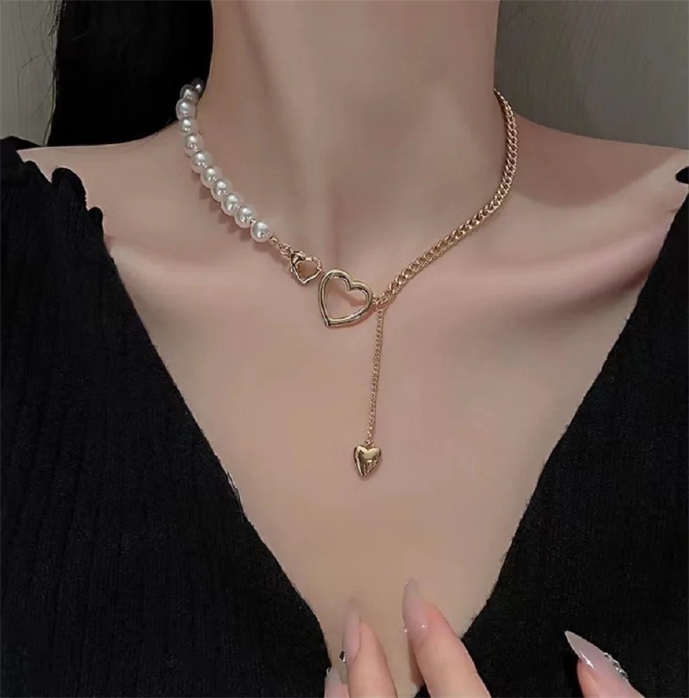 s925-argento-moda-amore-fila-singola-bottone-splicing-collo-catena-clavicola-aaaa9-10mm-perla-naturale-del-mare-del-sud-da-18-pollici