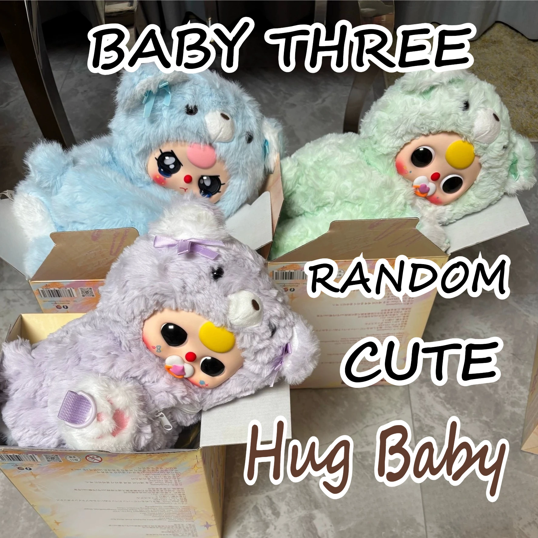 เด็กสาม Hug Baby Series กล่องตาบอดไวนิล Face Plush กระเป๋าเป้สะพายหลัง Mystery กล่อง Kawaii ตุ๊กตากระเป๋าสาว Surprise ของขวัญวันเกิด