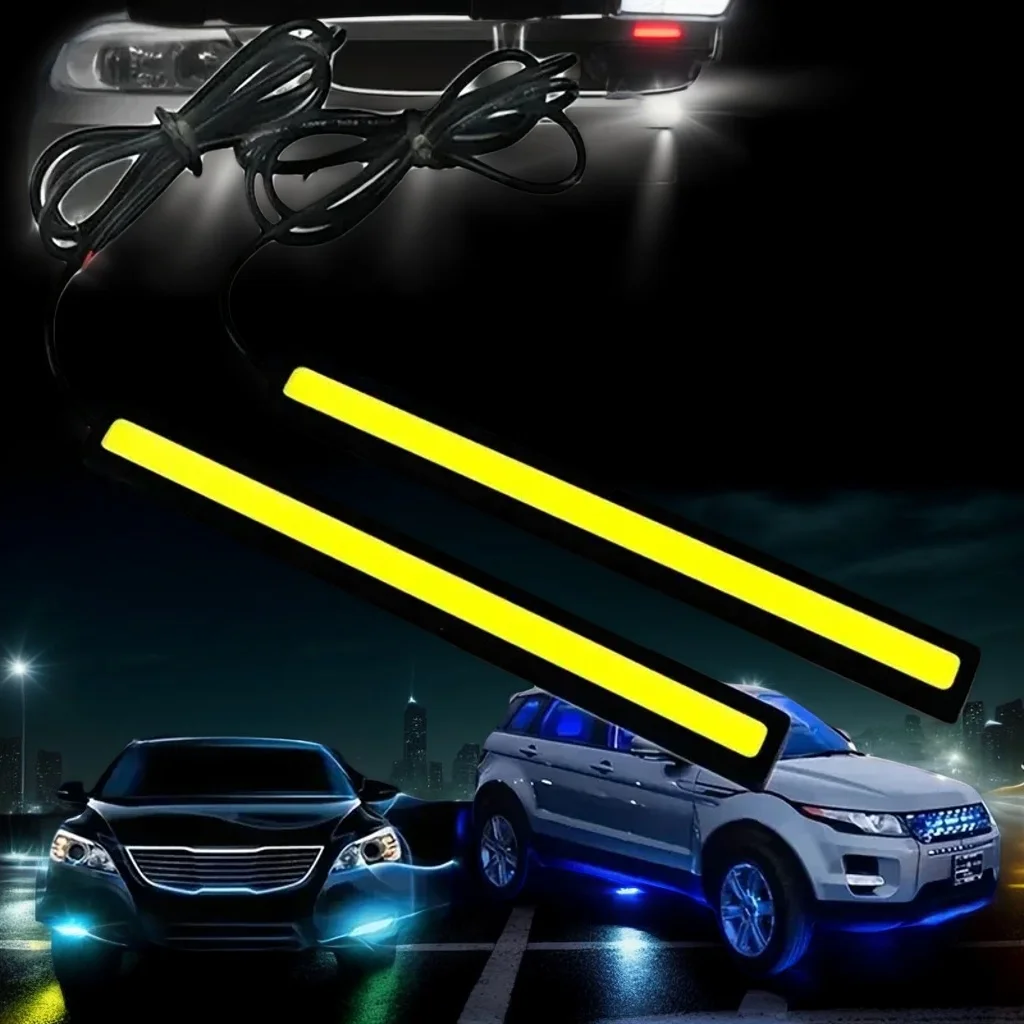

2PCS Super Bright 17CM LED COB Fog Bulb - 12V 6500K DRL Strip Daytime Running Light Bar for Auto Interior Styling