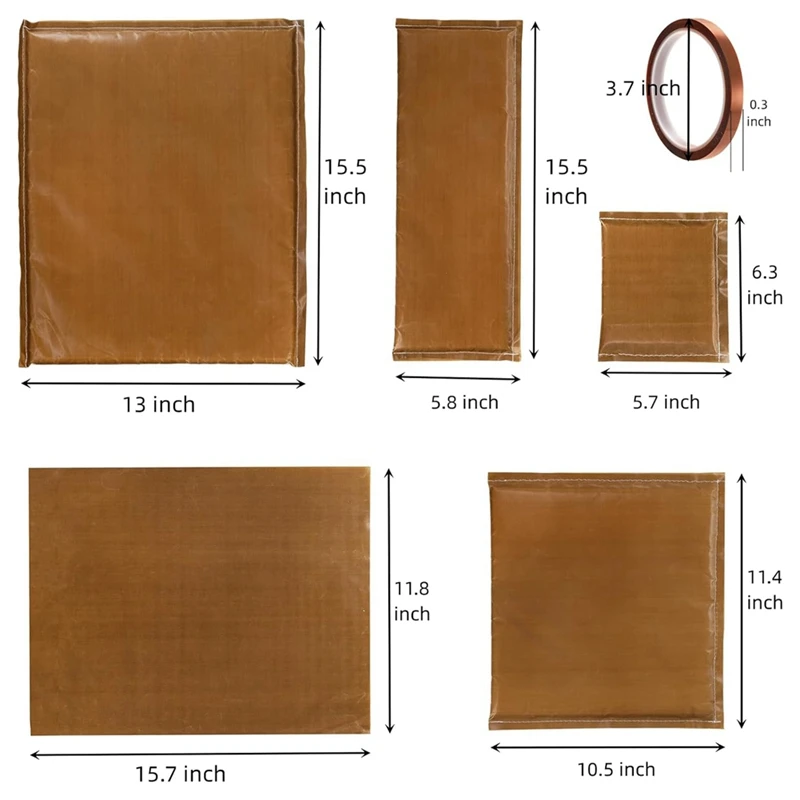 L73A 2025-8 Pack Heat Press Pillow Mat Kit, 4 Size -Heat Pressing Transfer Pillows, 2 -Sheets And 2 Tapes