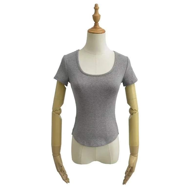 

Женская футболка ort Sve с эластичным подолом, простой летний повседневный однотонный топ из ткани, обычная длина све