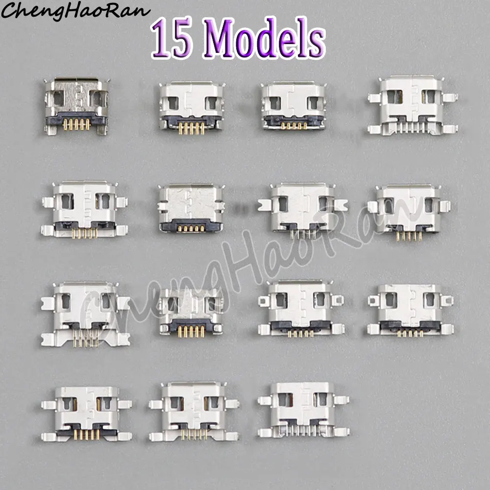 Universal 15 Models USB 5 Pin Power Charging Jack Socket For Lenovo Huawei Samsung ZTE VIVO HTC Power Charging Port Connector