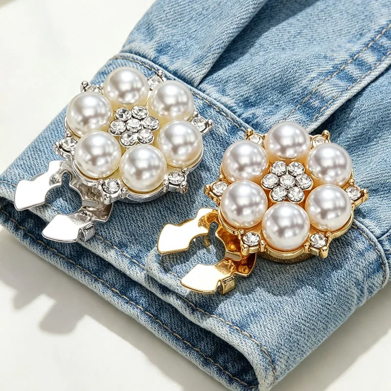 1-10pcs Faux Pearl Rhinestone Shirt Button Cover Cufflinks Button Pins for Ladies Clothing Sleeve Buttons Accessories