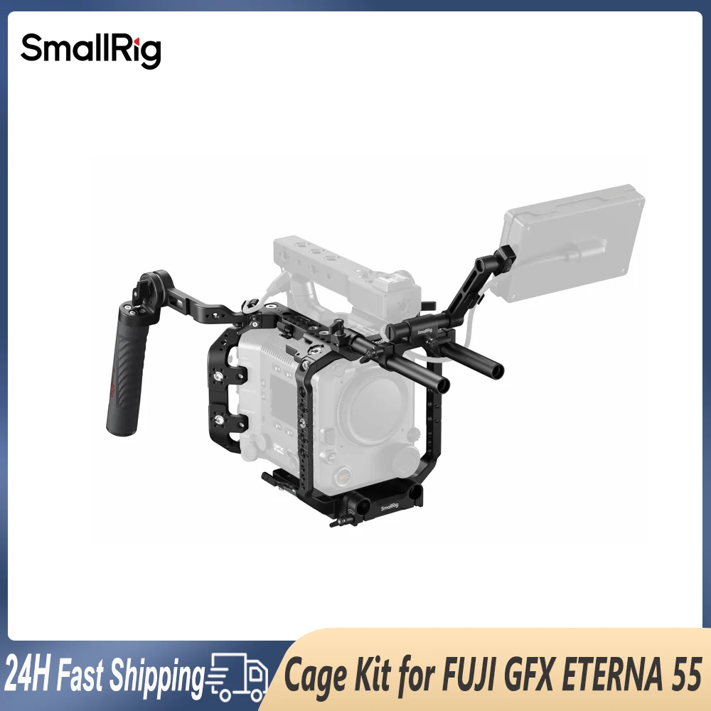 

SmallRig Full Camera Cage Kit for FUJIFILM GFX ETERNA55 with Handle ARRI Dovetail 15mm Rods Monitor Mount 1/4"-20 Threaded Holes