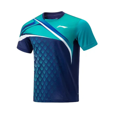 Li Ning униформа для настольного тенниса унисекс для соревнований, профессиональная спортивная летняя быстросохнущая футболка с короткими рукавами, новый оригинальный продукт