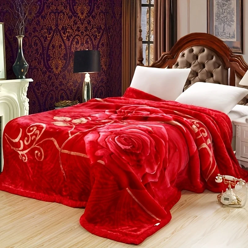 Luxury Super Soft Fleece Blanket Vintage Floral Pattern, Thick and Warm for All Seasons Machine Washable New Year Gift