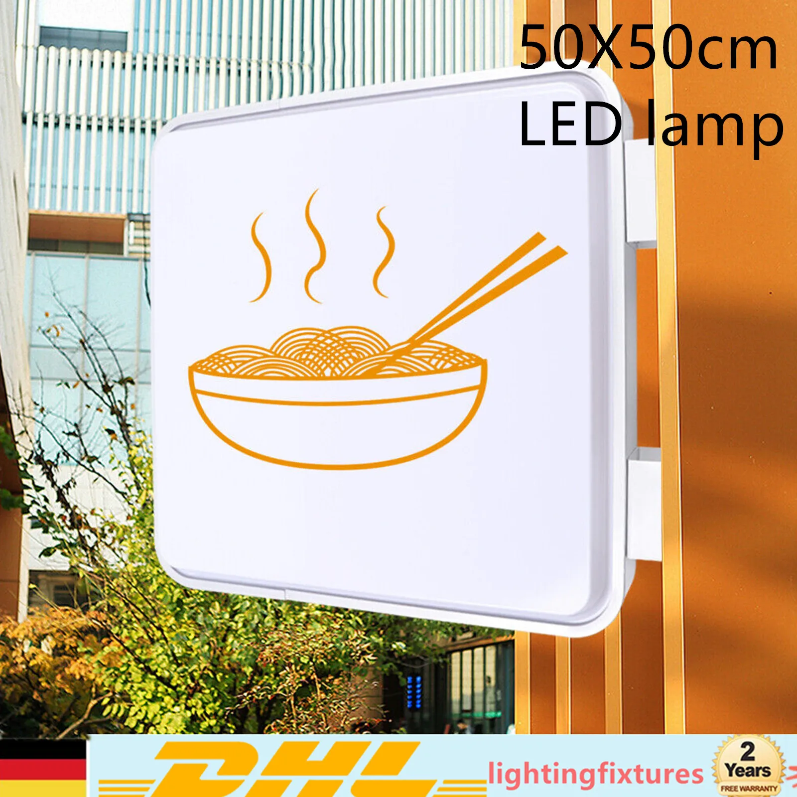 50cm LED Double Sided Square Light Box Outdoor Advertising Projecting Sign 220V