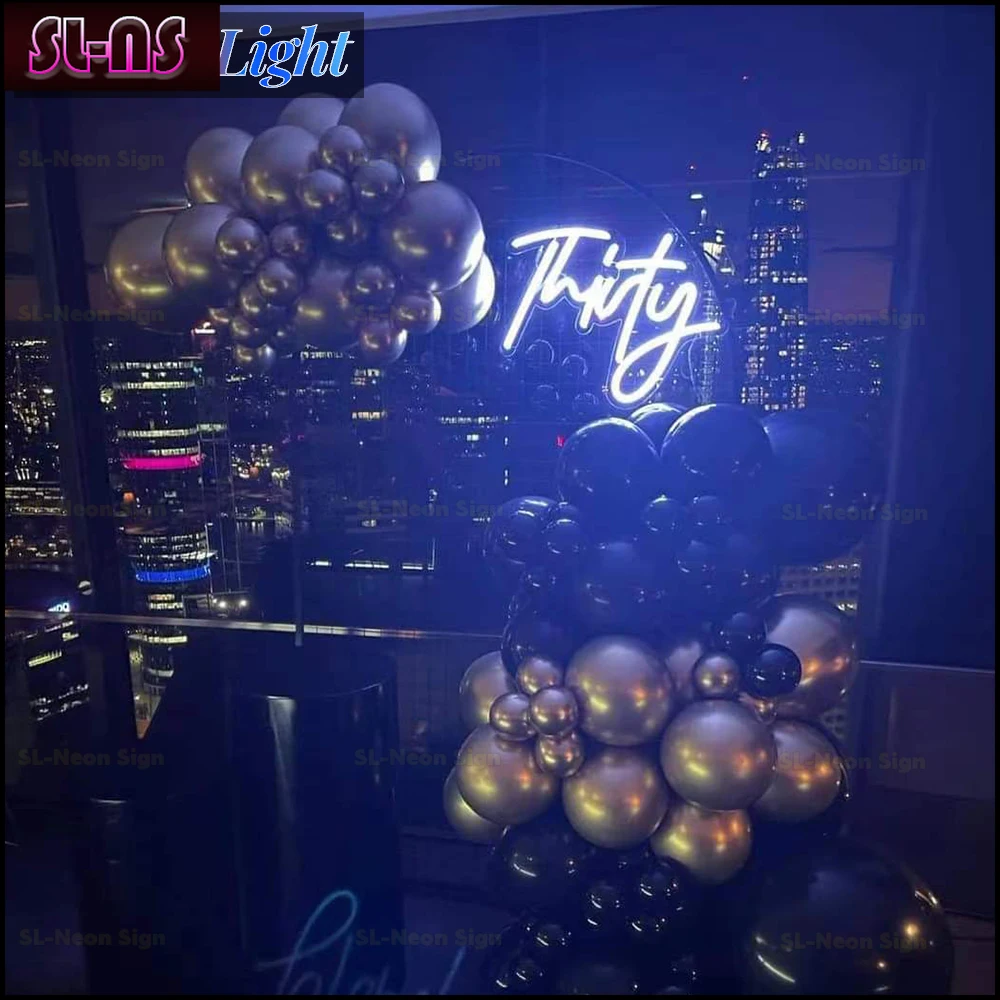 LED Birthday Thirty Party Neon Light Custom Anniversary Sign For Age Decoration Party Hello hTirty Personalized Gifts