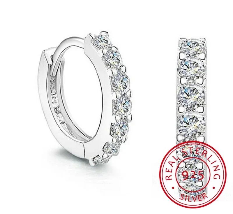 Hoogwaardige 925 Sterling Zilveren Oorbellen Luxe 10Mm Cirkel Zirkoon Hoepel Oorbel Voor Grils Vrouw Huwelijksfeest Sieraden Geschenken