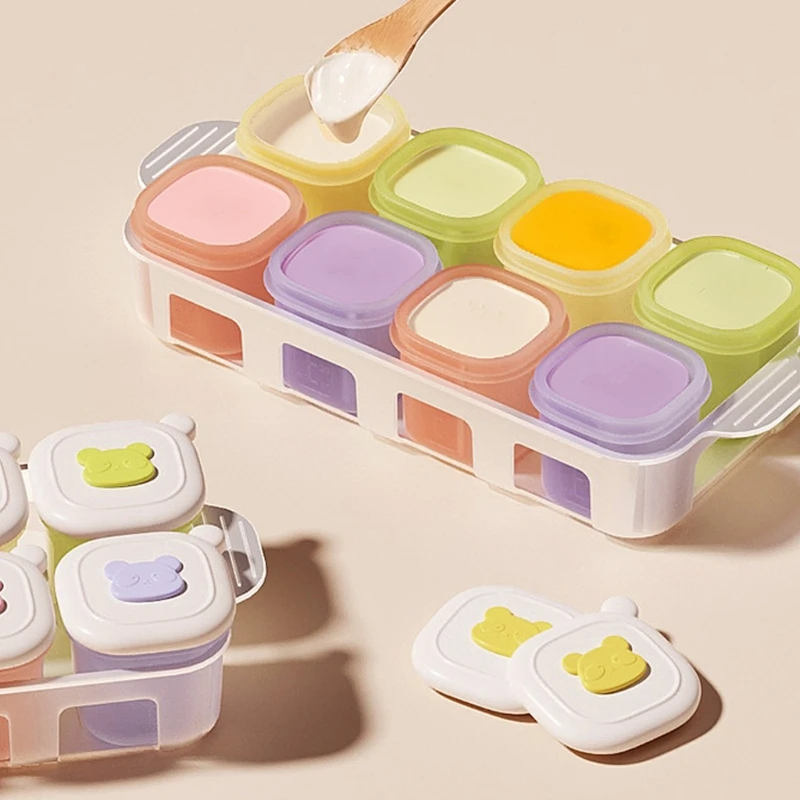 

J15U Impermeable Baby Storage Canisters Separated Divisions For Meat Puree Vegetable Soup Freezing