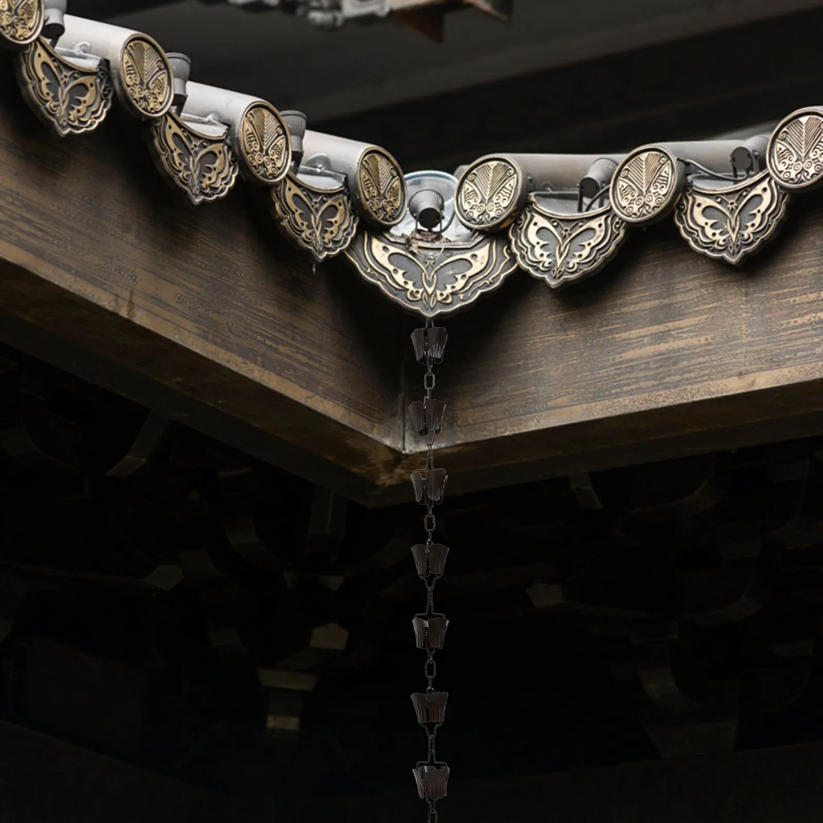 

1M Decorative Downspout Rain Chain Flower Shape Water Chime Cup for Gutter Rain Chain for Divert Outdoor Home Decor