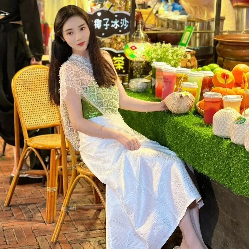 Thailand Myanmar women Dai clothing set Thai Traditional Clothing for girl Stage Performance National Outfit Ethnic Costume view 3
