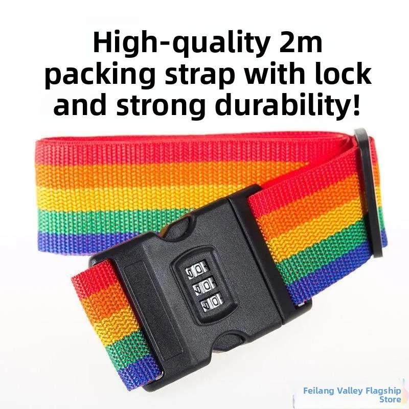 Robust 2m Rainbow Password Lock Packing Belt Luggage Strap Suitcase Binding Band for Check-in Baggage Travel Suitcase Accesso...