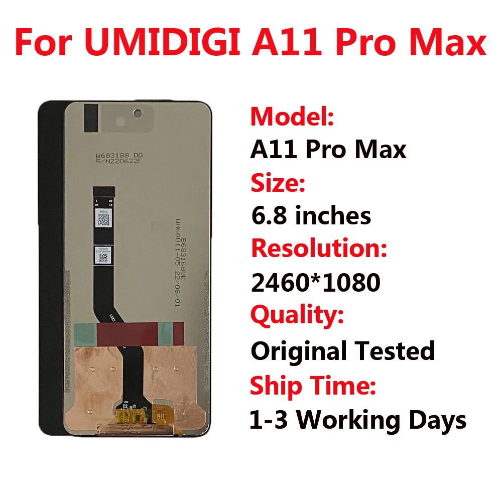 For UMIDIGI A11 PRO MAX LCD Display Touch Screen Digitizer Assembly LCD Touch Glass For UMIDIGI A11PROMAX LCD Sensor LCD Parts