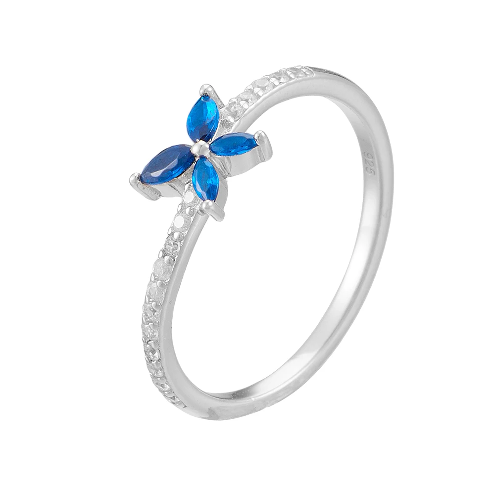 Original Sapphire Zirconia Butterfly Flower 925 Sterling Silver 14k Yellow Gold Plated Ring for women