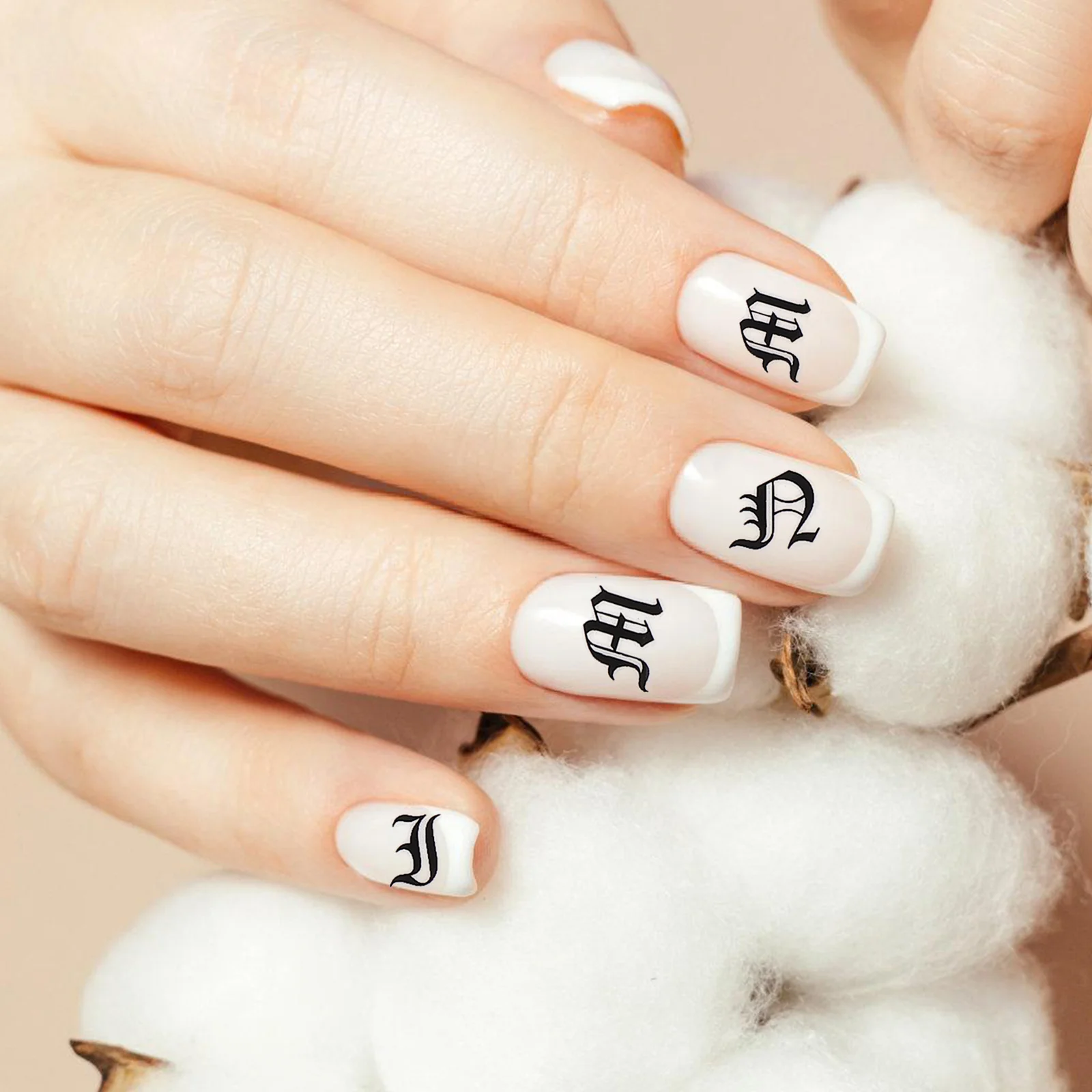 

5 Sheets Cute Alphabet Nail Stickers Safe Materials Detailed Workmanship Eye Catching Design Letter Nail Stickers