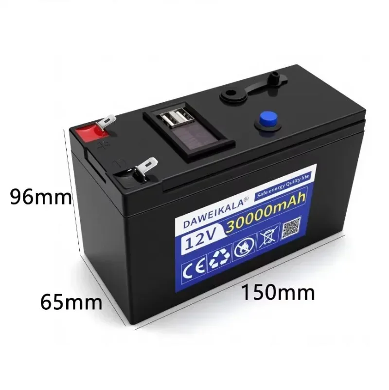 12V Battery 30000mAh Rechargeable Li-ion Battery Pack for Electric Toy Car LED Strip Lights Outdoor Power Supply Power Bank
