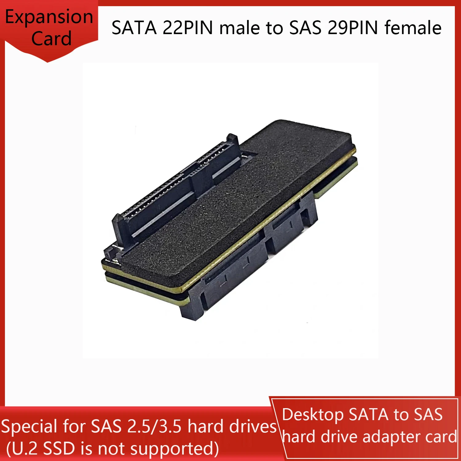 SATA 22PIN Male to SAS 29PIN Female Expansion Card Desktop SATA to SAS Hard Drive Adapter Card for SAS 2.5/3.5 Hard Drives