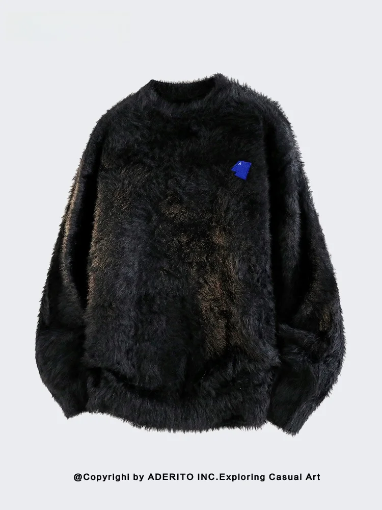 

Trendy Brand ITO Knitted Sweater Men's Versatile Loose round Ne Mink Velvet Warm Soft Couple Sle Winter Faion Ci Life