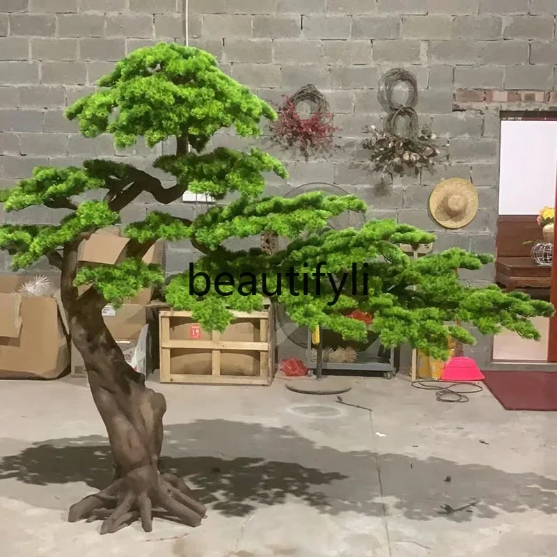 N178 Simulation Welcome Pine New Chinese Ornament Entrance Courtyard Luo Hansong Landscape Solid Wood False Tree