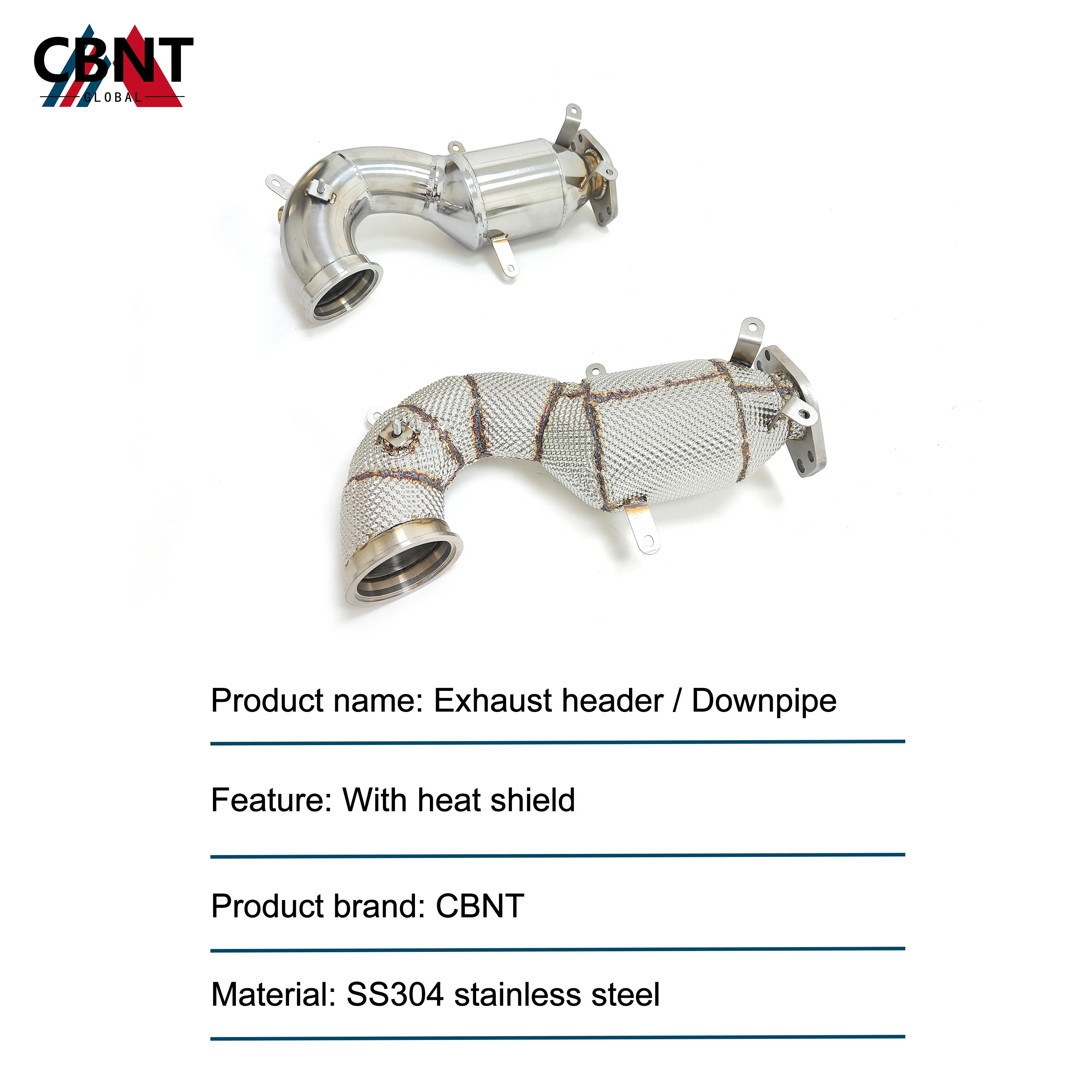 CBNT Exhaust Pipe for Fiat Abarth 595 695 1.4T Downpipe with Catalytic Converter SS304 Stainless Steel Tuning Exhaust Header