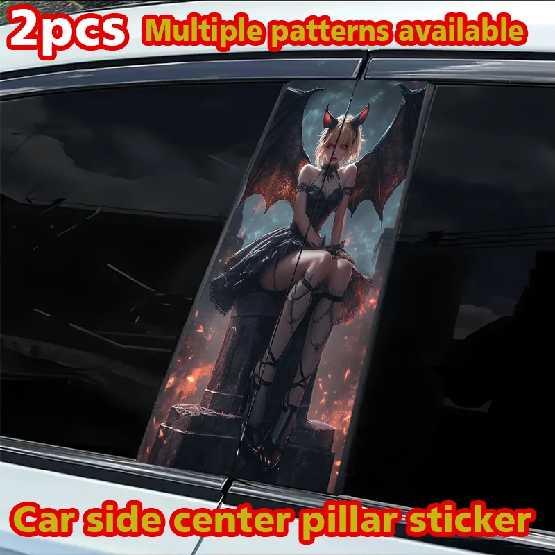 

2 car center pillar stickers Demon Girl B-pillar scratch protection sticker