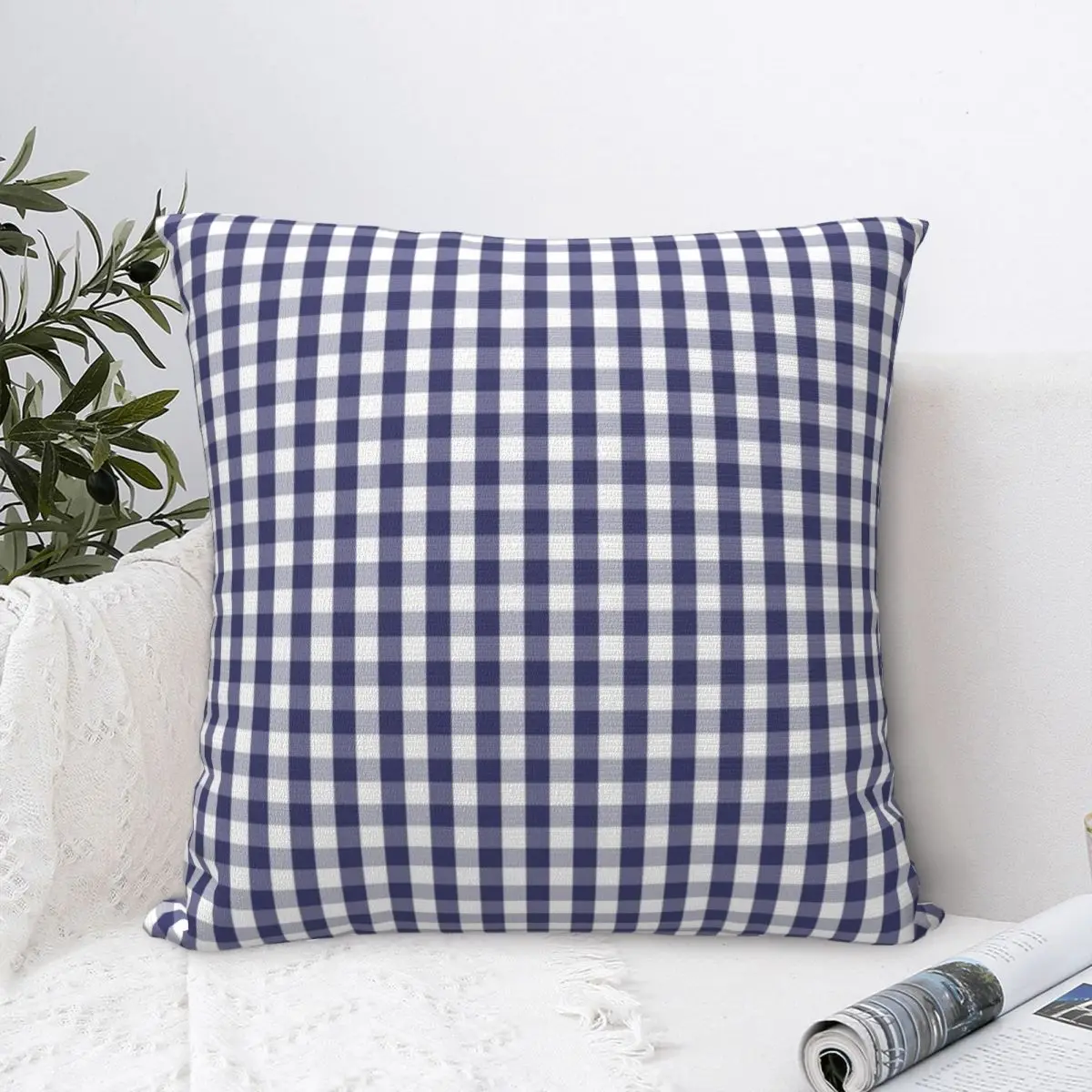 USA Flag Blue Large Gingham Square Pillow Case Buffalo Plaid Navy Blue Checkered Cushion Covers Decor Pillowcase for Home