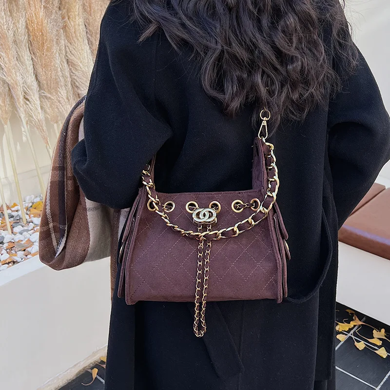 

2025 Retro Shoulder Bag for Women Genuine Leather Underarm Purse Vintage Quilted Small Handbag, French Style Niche Crossbody Bag