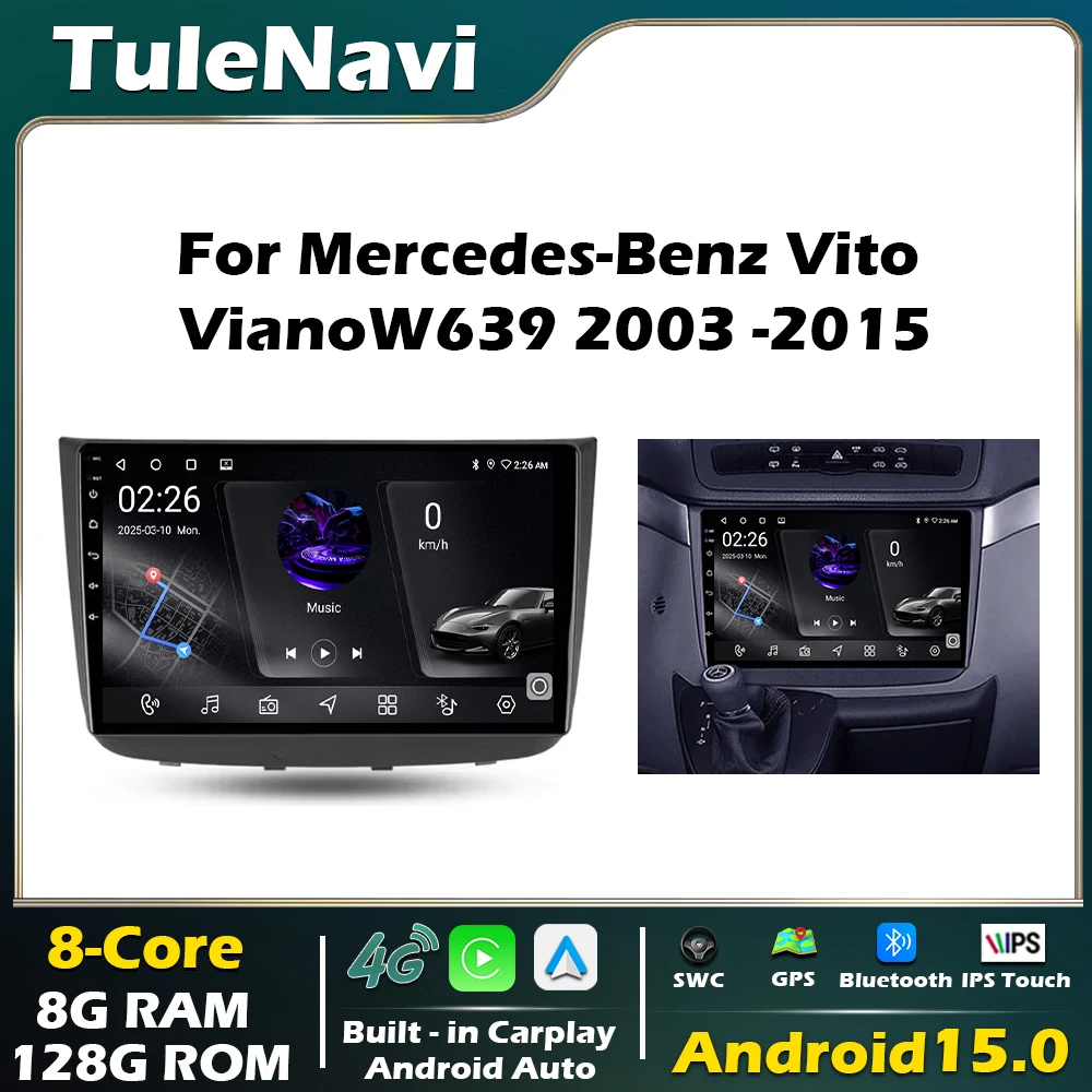Android15 Car Radio Multimedia Player  For Mercedes Benz Vito VianoW639 2003 2004-2015 GPS Navigation Carplay Stereo Screen 2din