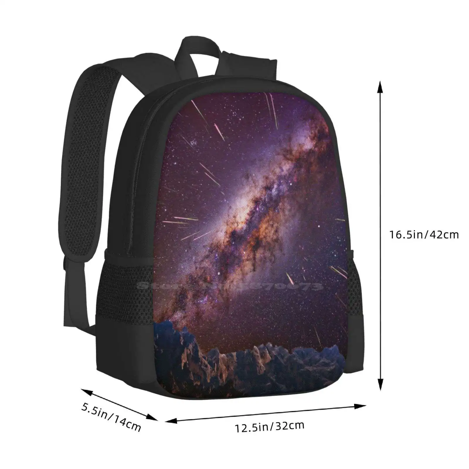 Kaboom-mochila para estudiantes universitarios, bolsa de diseño con patrón, Vía Láctea, perseides, estrellas de tiro, montañas, Alps, Austria, Ennstal