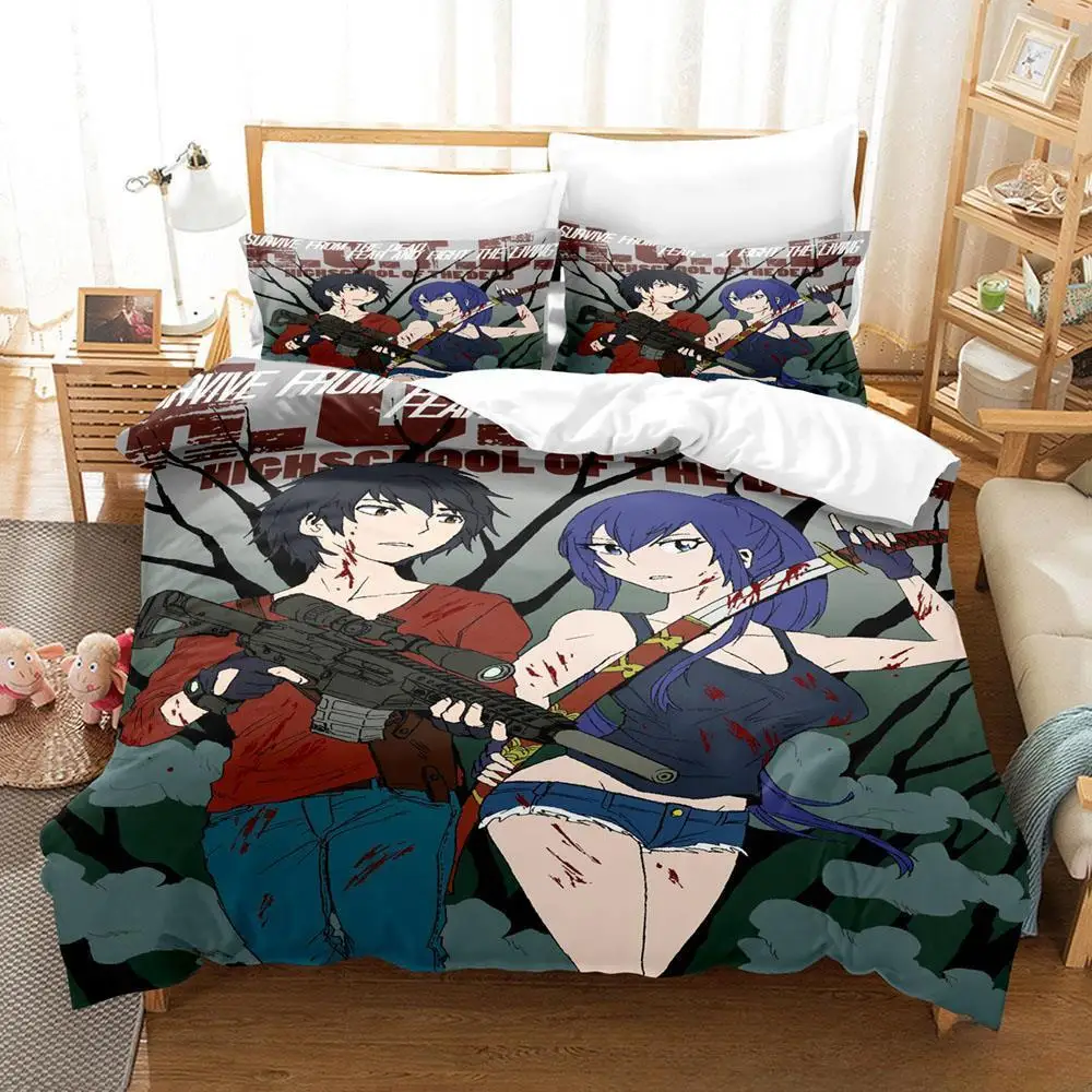 Anime Sexy Girl Highschool of the Dead Bedding Set Single Twin Full Queen King Size Bed Set Adult Kid Bedroom Duvet cover Sets