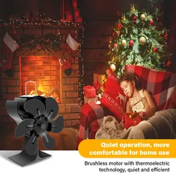 6 Blades Stove Fan Heat Powered Fireplace Fan Log Wood Burner Eco-fan Quiet Fireplace Fan Warm Heat Distribution Home Winter