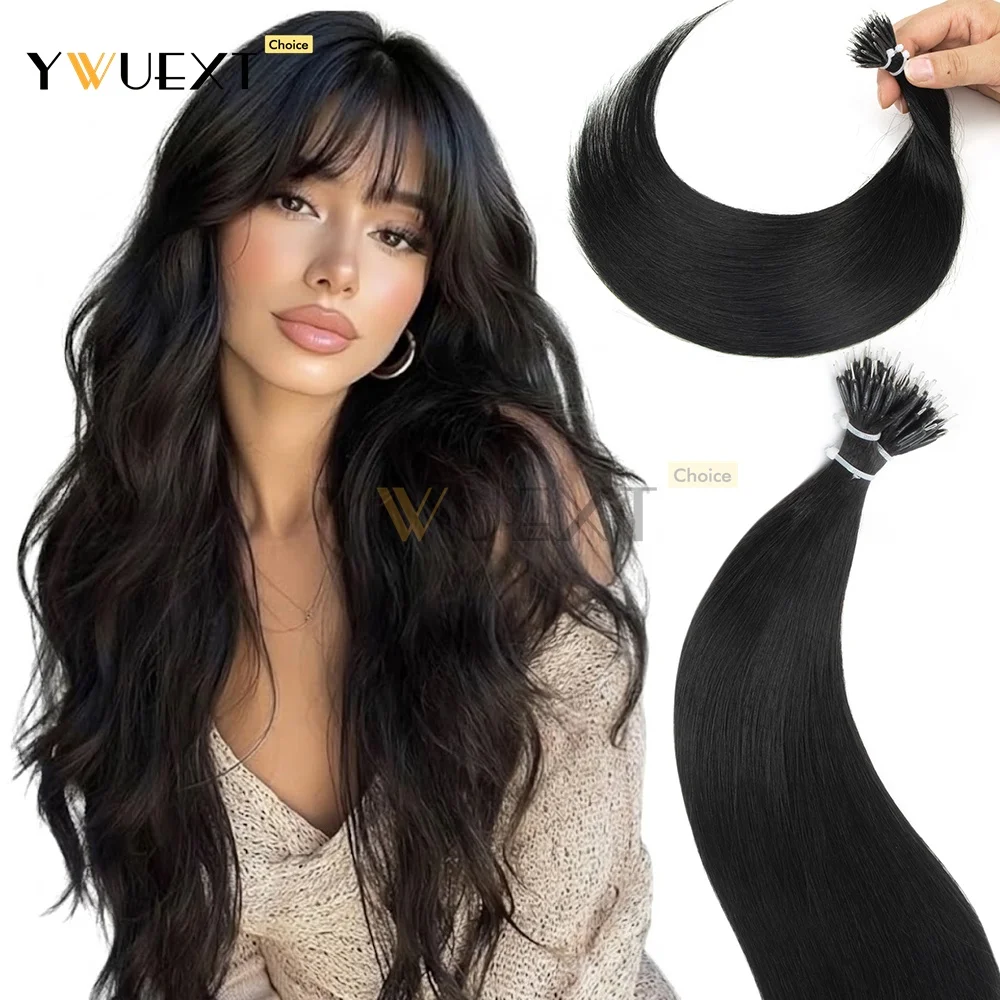 YWUEXT 30g/pack Nano Ring Human Hair Extensions Natrual Straight Machine Remy Hair for Full Volume 12inch-20inch Salon Quality