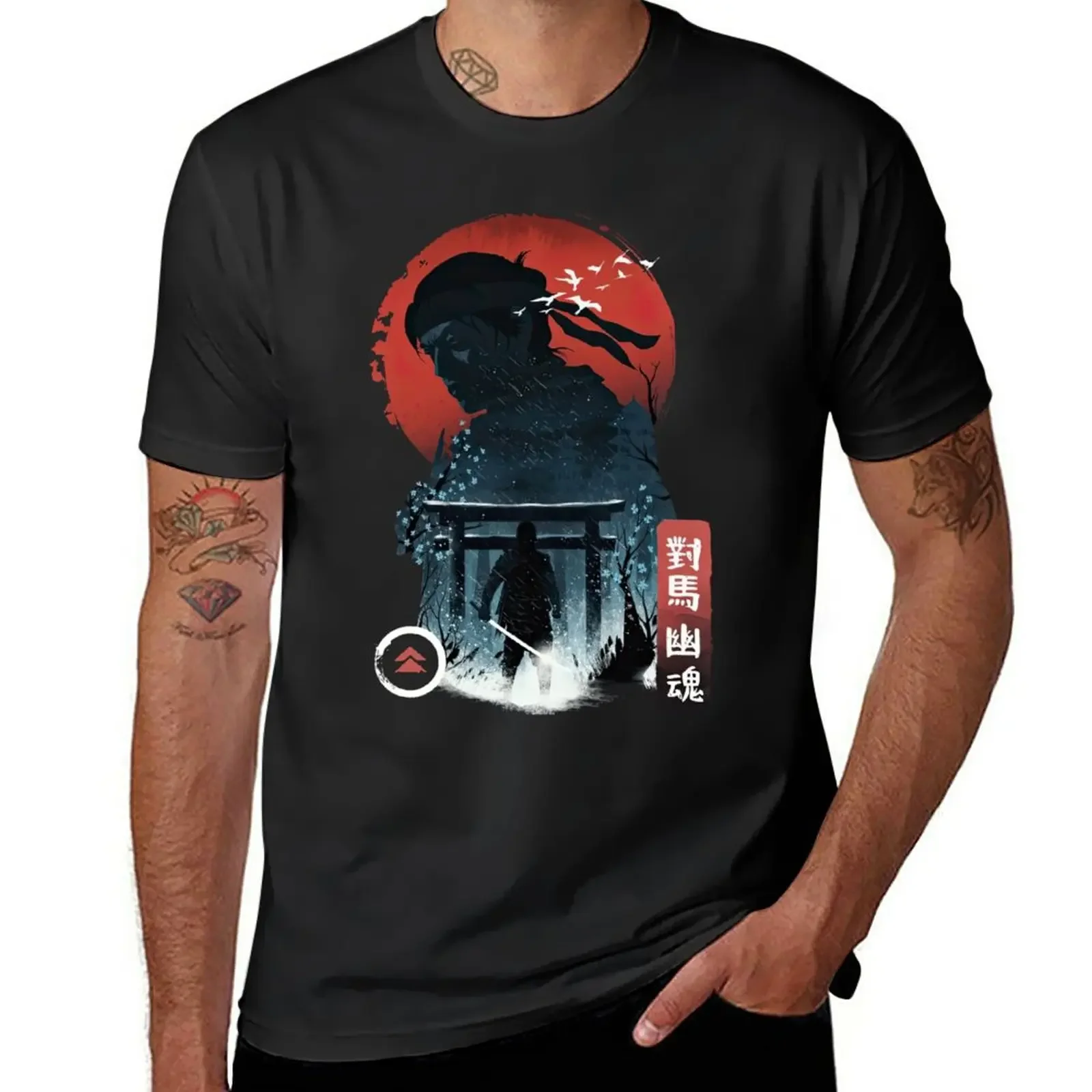 

New Ghost of Tsushima Art Moon T-Shirt quick drying basketball graphic tees anime tshirt summer tops Men's t-shirt