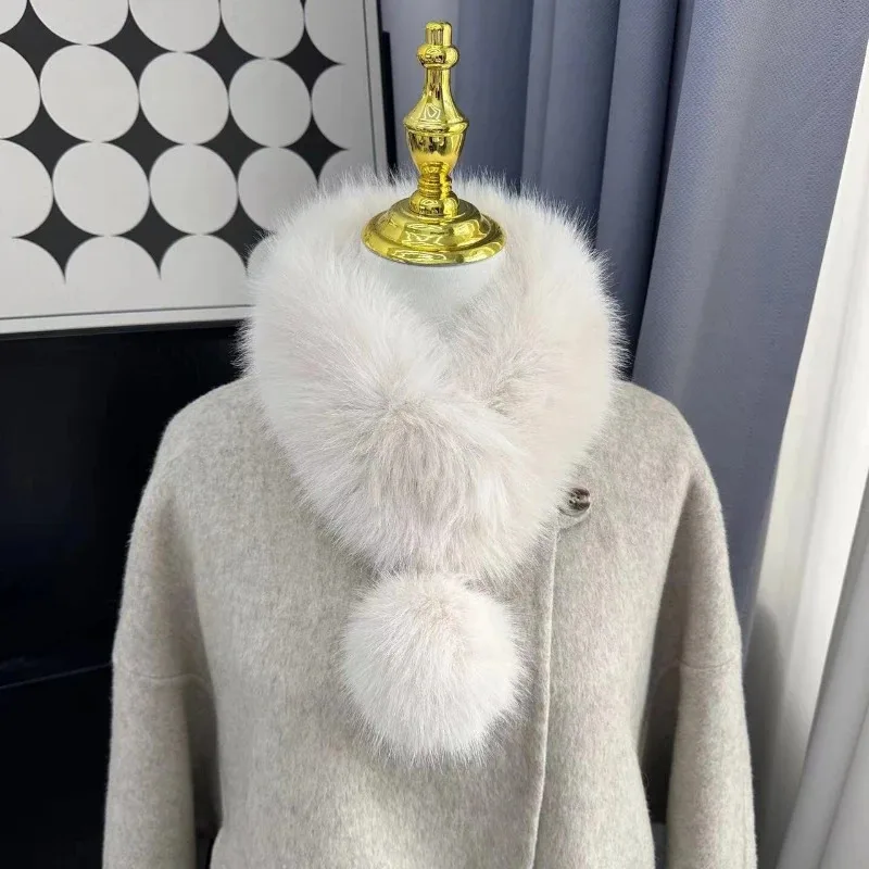 

Natural Fox Fur Scarf Winter Thickened For Women Real Scarf Neck Warm Fluffy Shawls Female Coat Collar