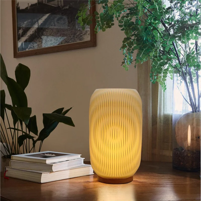 AB47-مصابيح السرير لمصباح منضدة خمر مخطط صغير ضوء الليل زهرية تصميم ضوء قابلة للشحن #2