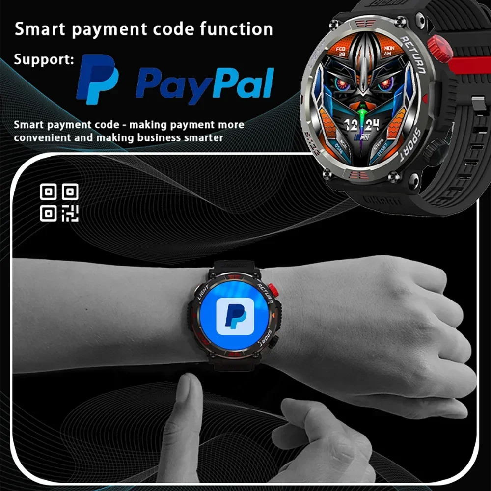 ساعة ذكية جديدة بمصباح يدوي LOKMAT، 50 متر مقاومة للماء BT للمكالمات، رمز جمع Ai Voice Fitness Tracker Smartwatches للهاتف