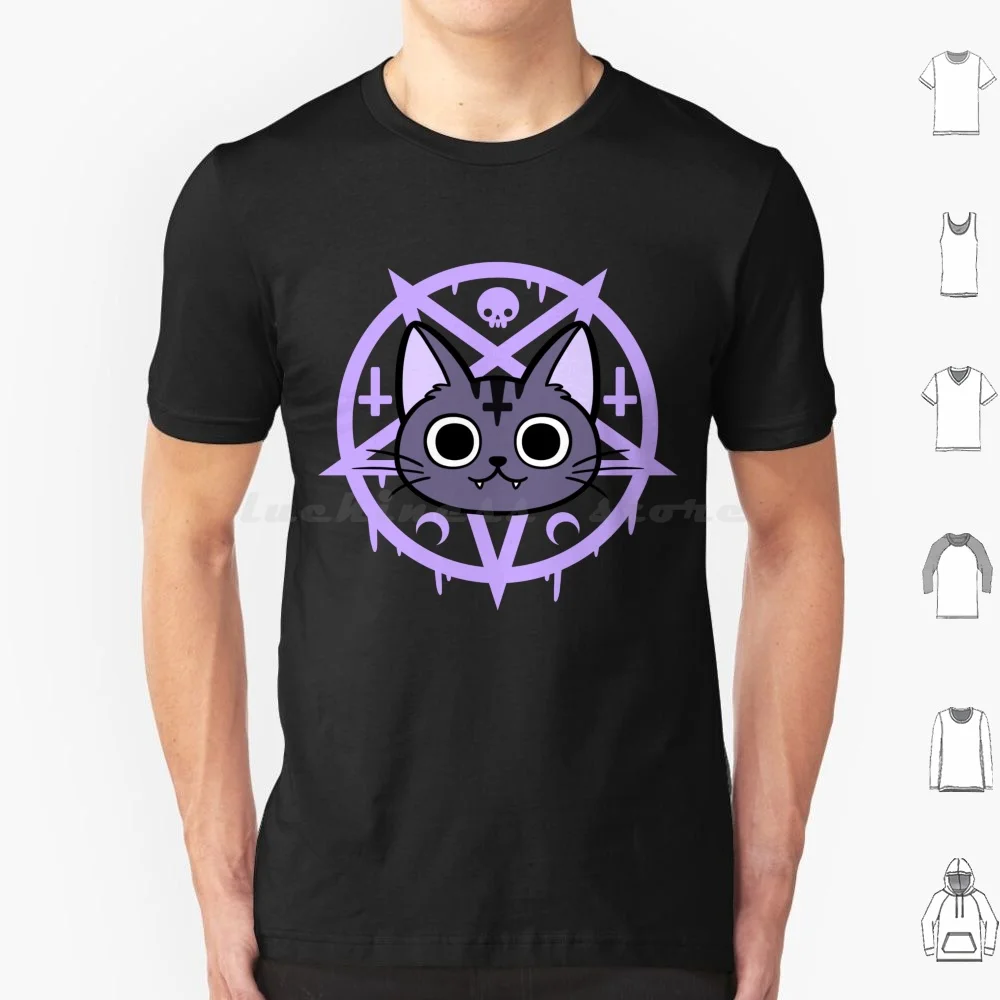 Black Meowgic 03 | T Shirt Big Size 100% Cotton Cat Kitty Kitten Cute Kawaii Pastel Witch Witchy Wicca Wiccan Pagan Black Cat