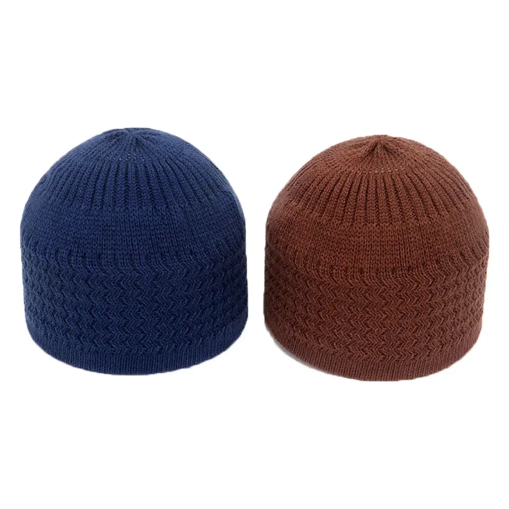 Unisex All-match Wave Kippah Homme Hat Men's Wrap Muslim Prayer Hats Beanie Islamic Ramadan Hat Knitted Caps