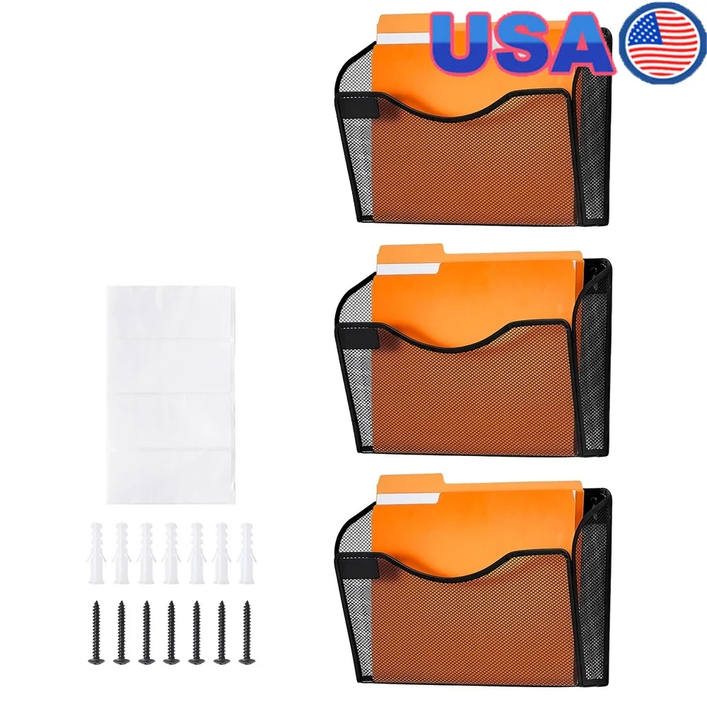 

Wall-Mounted Mesh File Organizer 3-Section Document Holder Efficient Storage Solution Office Classroom Easy Installation Durable