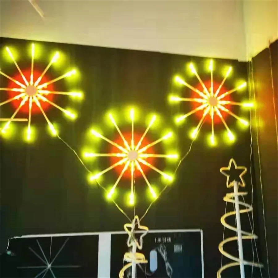 Christmas LED Firework Lights Outdoor Hanging Starburst Lights With Remote RGB Dandelion Light Meteor Shower Rain Light