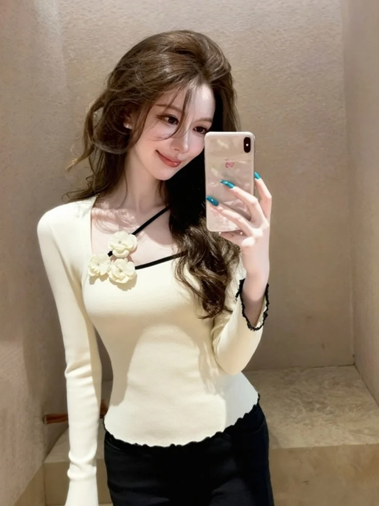 

Вязаный свитер Ele для женщин, зимний дизайн, уникальный, красивый, высококачественный, индивидуальный, мягкий, корейский стиль, длинный рукав