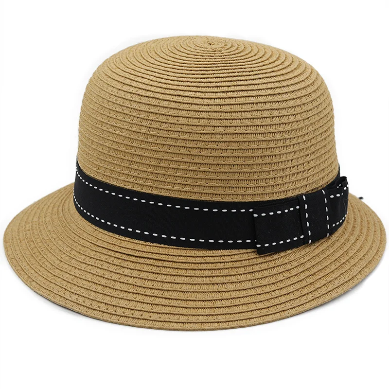 

Simple Summer Straw Hats For Women Panama Equestrian Hat Outdoor Casual Beach Sun Caps Female Breathable Travel Visor Basin cap