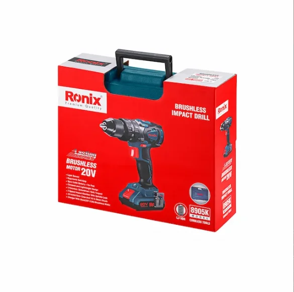 Ronix 8905K Portable Handheld Power Tools Brushless Impact Drill Handle Drilling Machine Cordless Power Drill with Work Light
