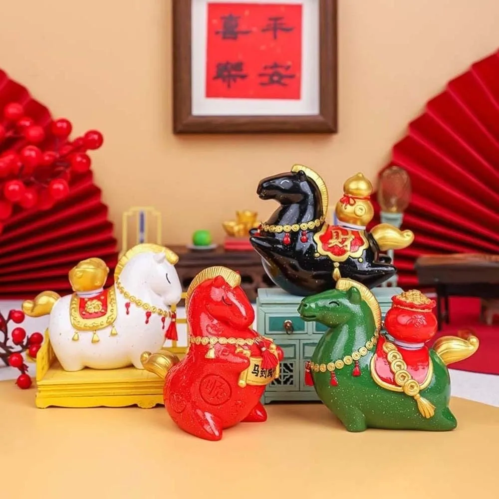 الراتنج 2026 الحصان العام التميمة النمط الصيني الجدول الديكور زودياك الحصان التماثيل ديكور السيارة للتدوير سيارة الداخلية حلية #2