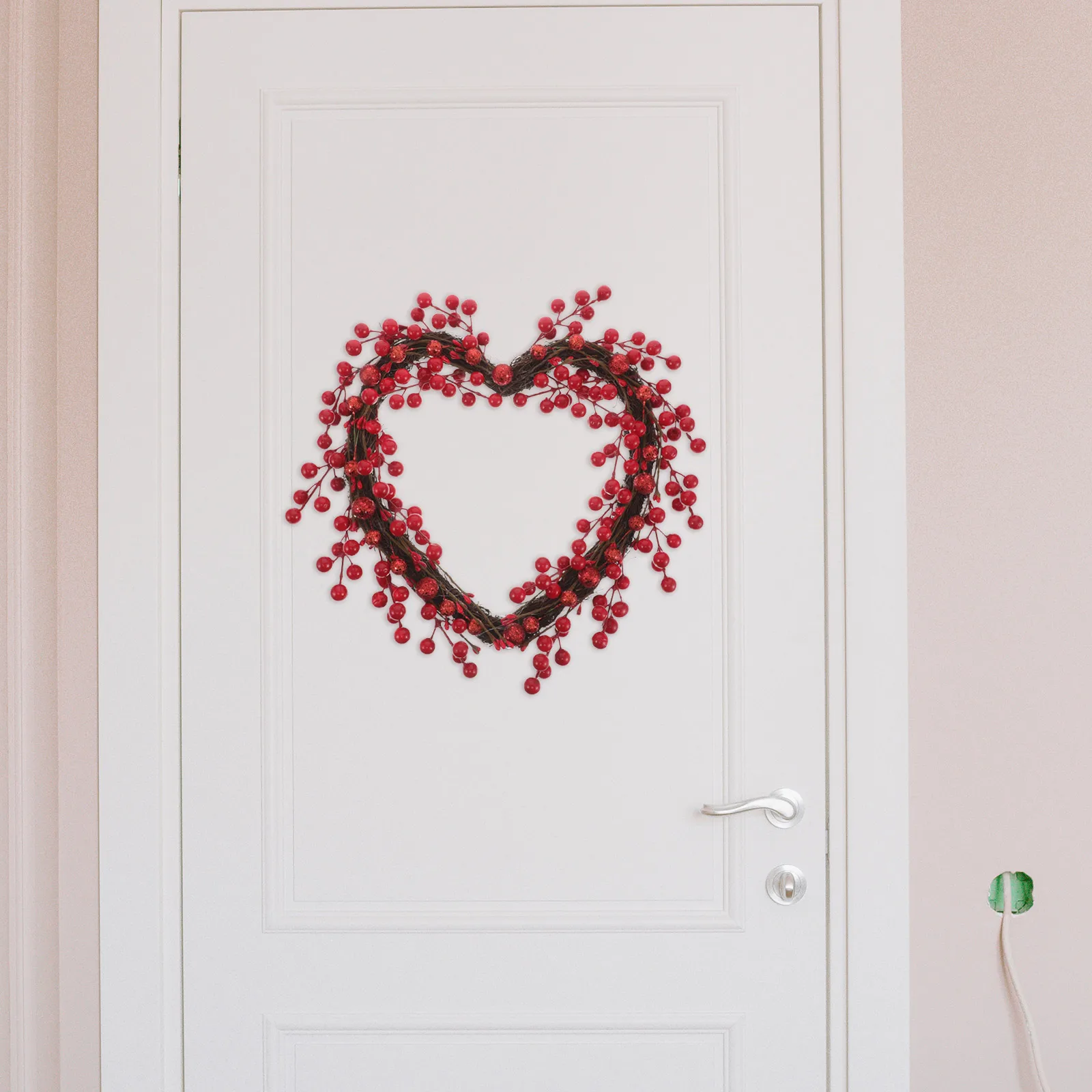 

Valentine'S Day Heart Shaped Wreath Christmas Red Berry Garland Door Hanging Home Decor Mantle Foam Farmhouse Outdoor Indoor