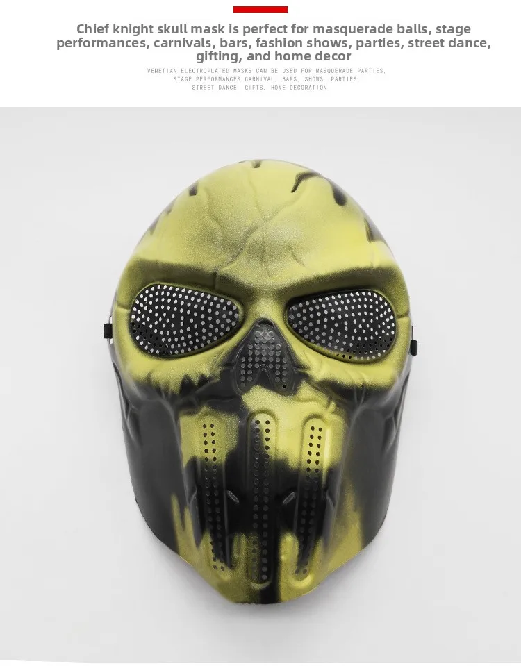 Weiße Geometrische Linienmaske Rittermaske Zombie-Feldmaske Totenkopf-Krieger-Gesichtsmaske Amerikanische Häuptlings-Totenkopfmaske mit Großem Mund CS-Ausrüstung – Detail 2