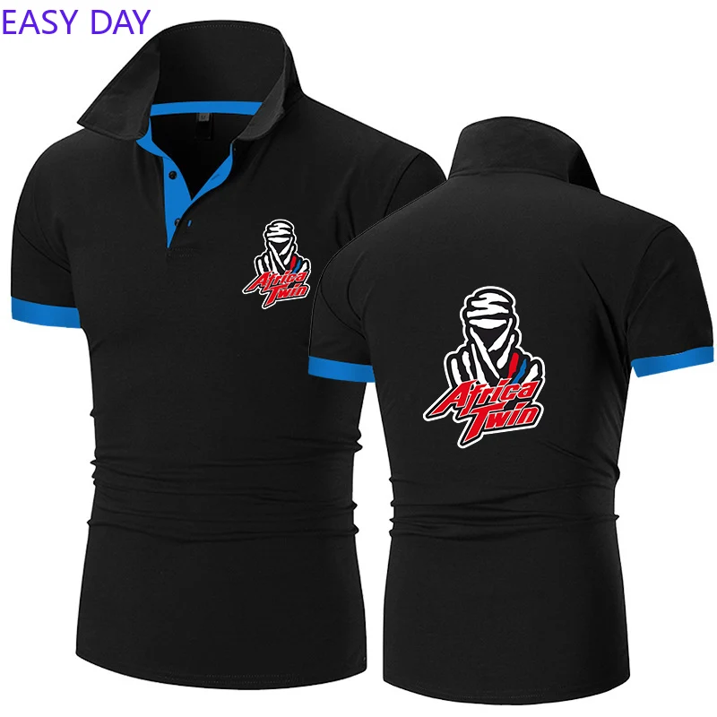 2024 Summer Men's Africa Twin Crf 1000 L Crf1000 Logo Printed Solid Color High Quality Streetwear Casual Quick Drying Polo Shirt