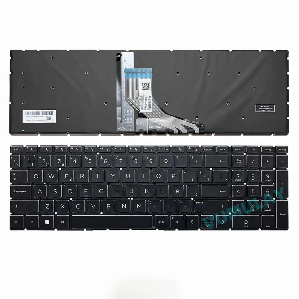 Hiszpańska/latynowa podświetlana klawiatura do HP Pavilion Gaming 16-A 16-A0009NA 16-A0520NA 16-A0520NA 16-A0521NA,17-CD 17-CD1030NA 17-CD1508NA,15-DK 15-DK1000 15-DK1095NR, 15-CX 15-CX0058WM 15-CX0100TX,15-CN 15-CR 15 — zdjęcie produktu 2
